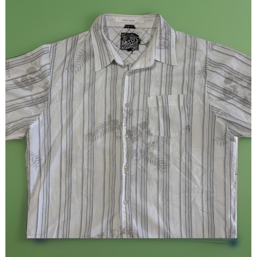 Vintage Billabong Button Shirt Short Sleeve Men's L Striped Skull Surf Skate Y2K